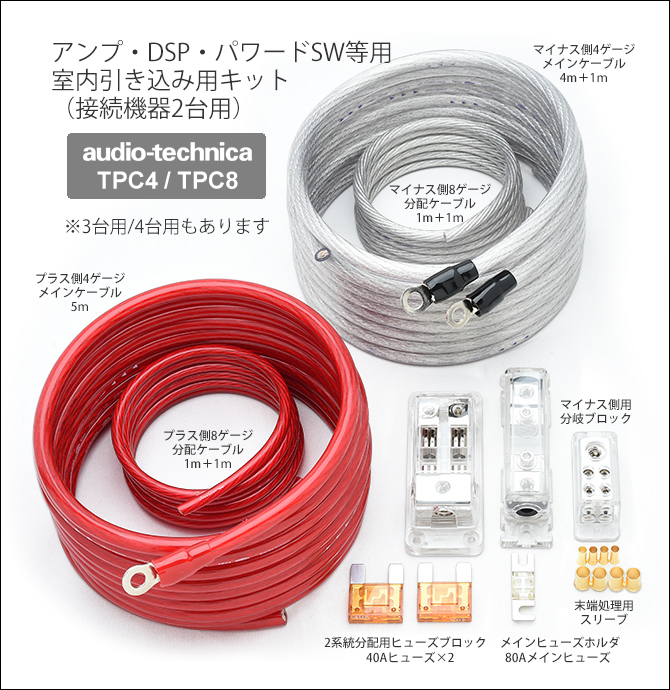 GHOST EP4R アンプ配線 ケーブル 4ゲージ 赤 8メートル切売り